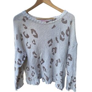 TIME AFTER TIME White/Brown Leopard Pullover Sweater I Size: M
